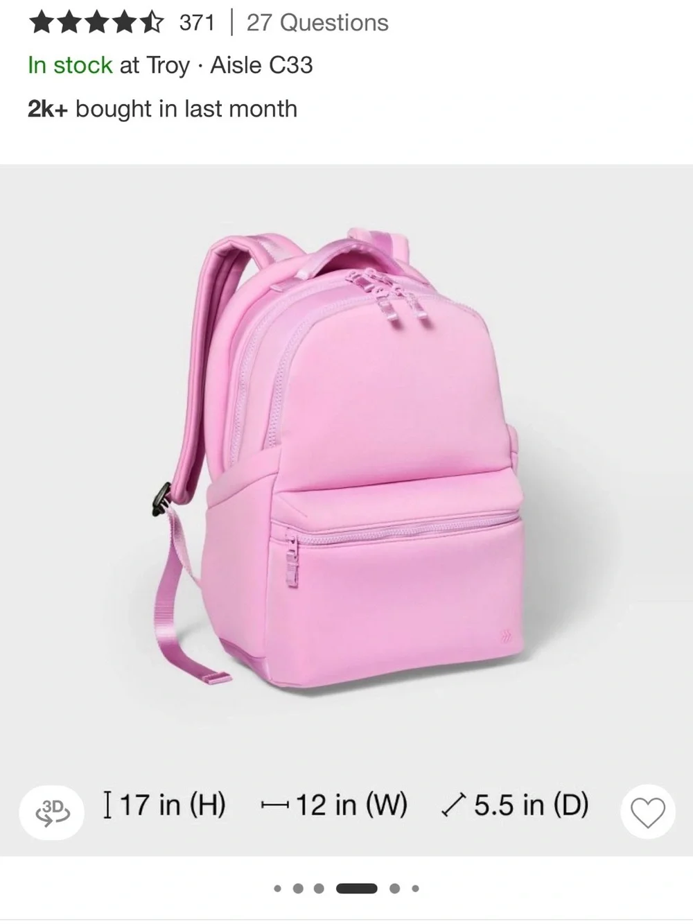 All in Motion faux neoprene 14 L Backpack